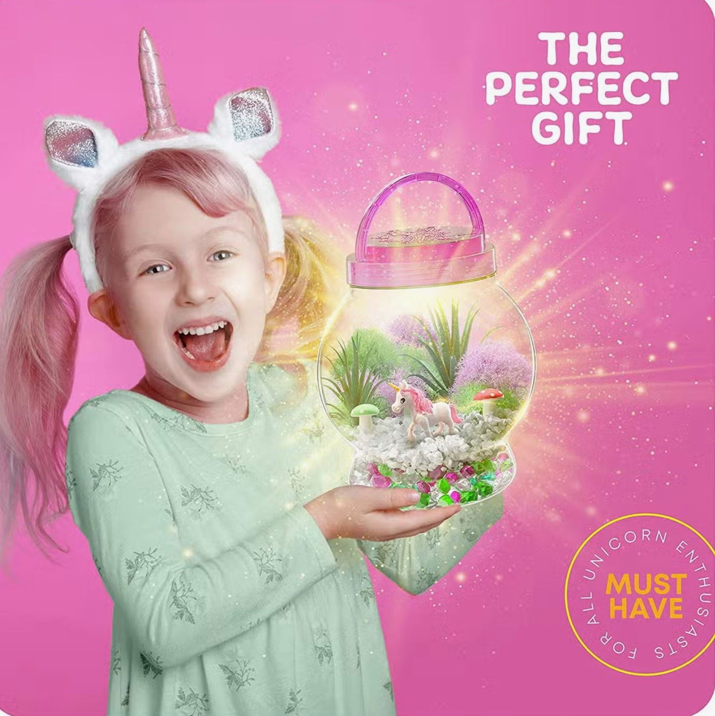Surreal Brands - Light-Up Unicorn Terrarium Kit for Kids