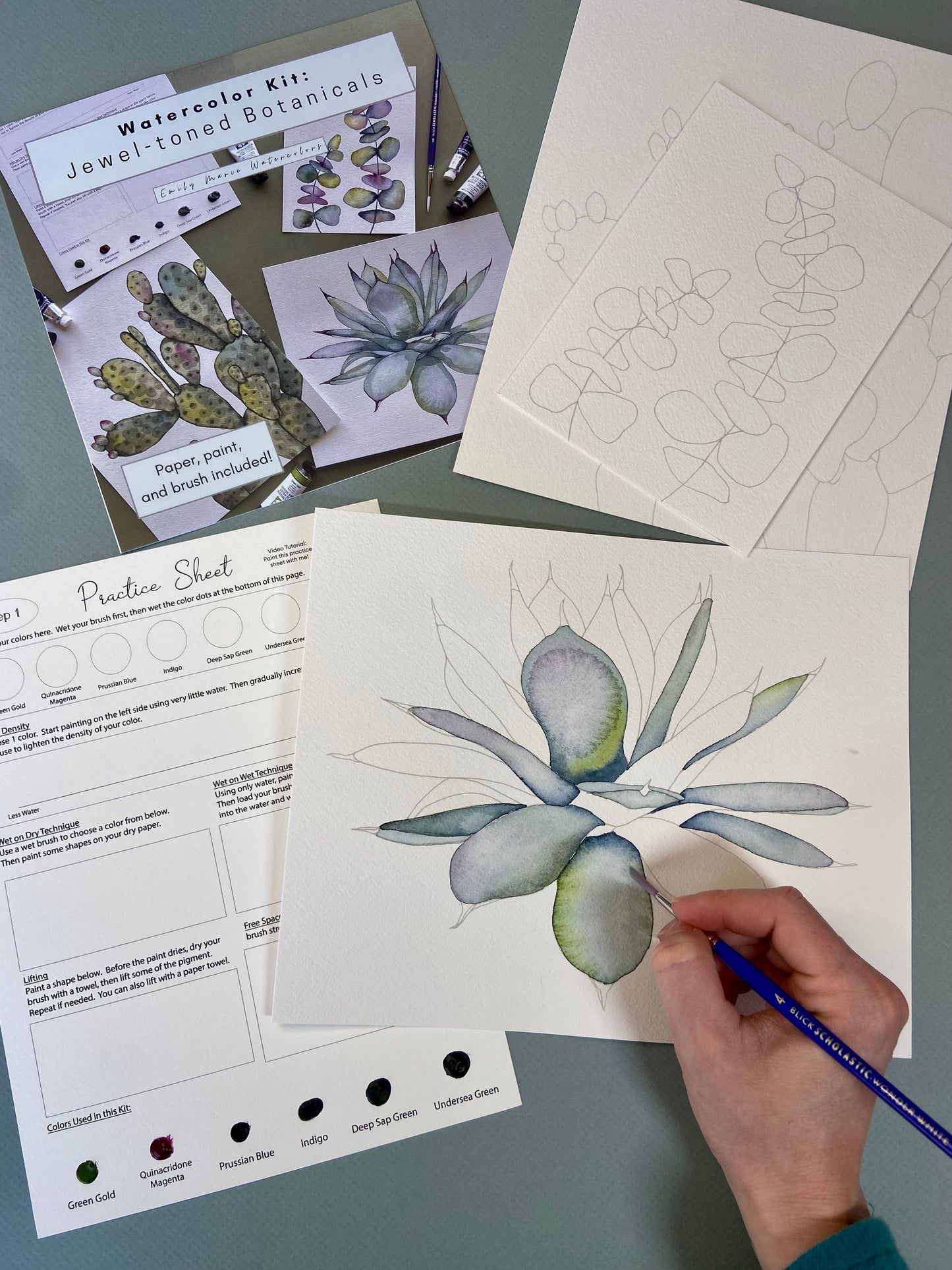 Emily Marie Watercolors - Watercolor Painting Kit: Jewel-Toned Botanicals