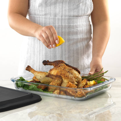 JoyJolt - JoyFul Oven To Table Glass Casserole Baking Dishes with Lids