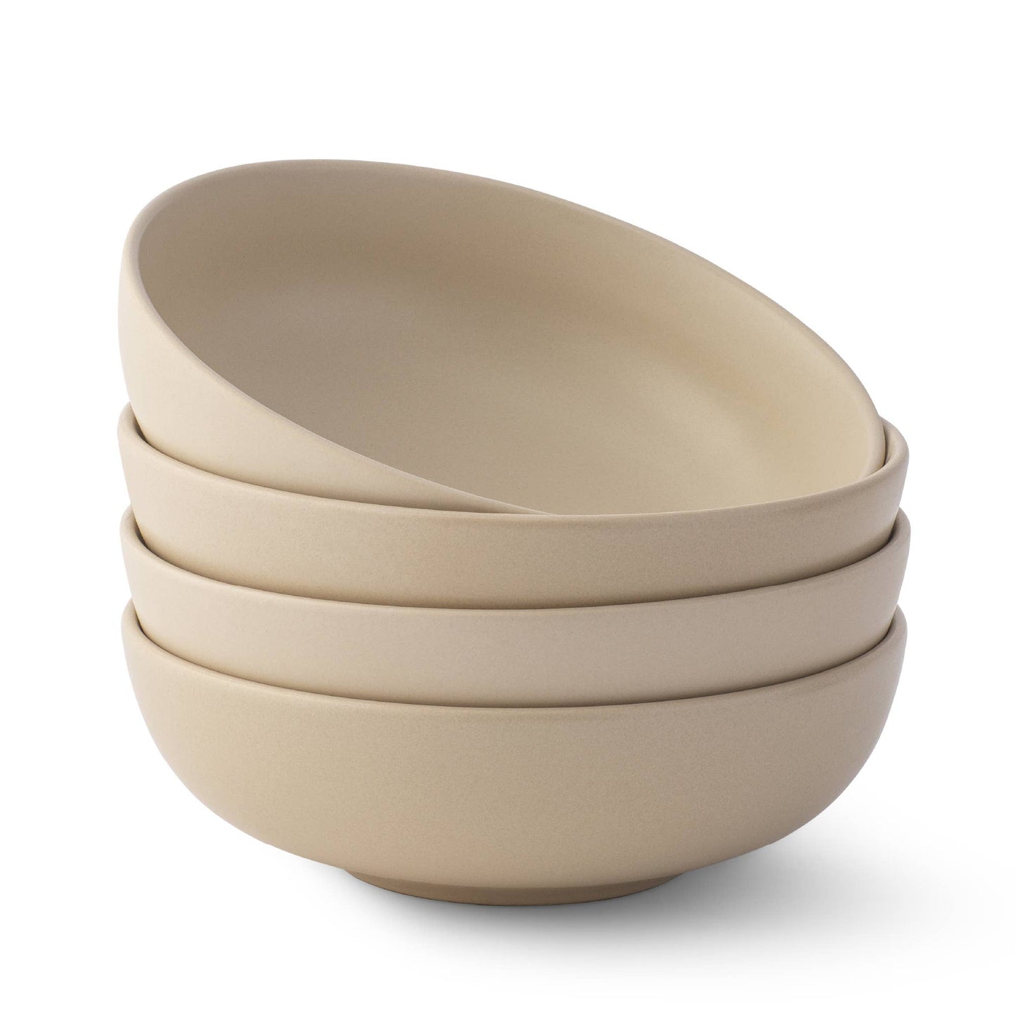 JoyJolt - JoyJolt Mesa 4-Piece Stoneware Pasta Bowls Set – 30oz: Matte Linen