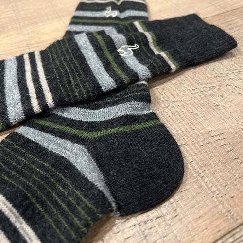 Alpaca Socks - Stripe - Moss: Large