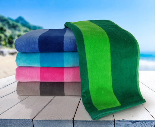 Towels Outlet - MAYA ISLAND Beach Towel, Pool Towels, Two Tone Stripe Cabana: Lime Green
