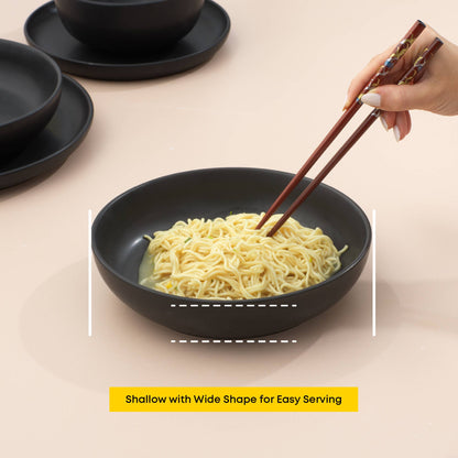 JoyJolt - JoyJolt Mesa 4-Piece Stoneware Pasta Bowls Set – 40oz: Matte Sage Green