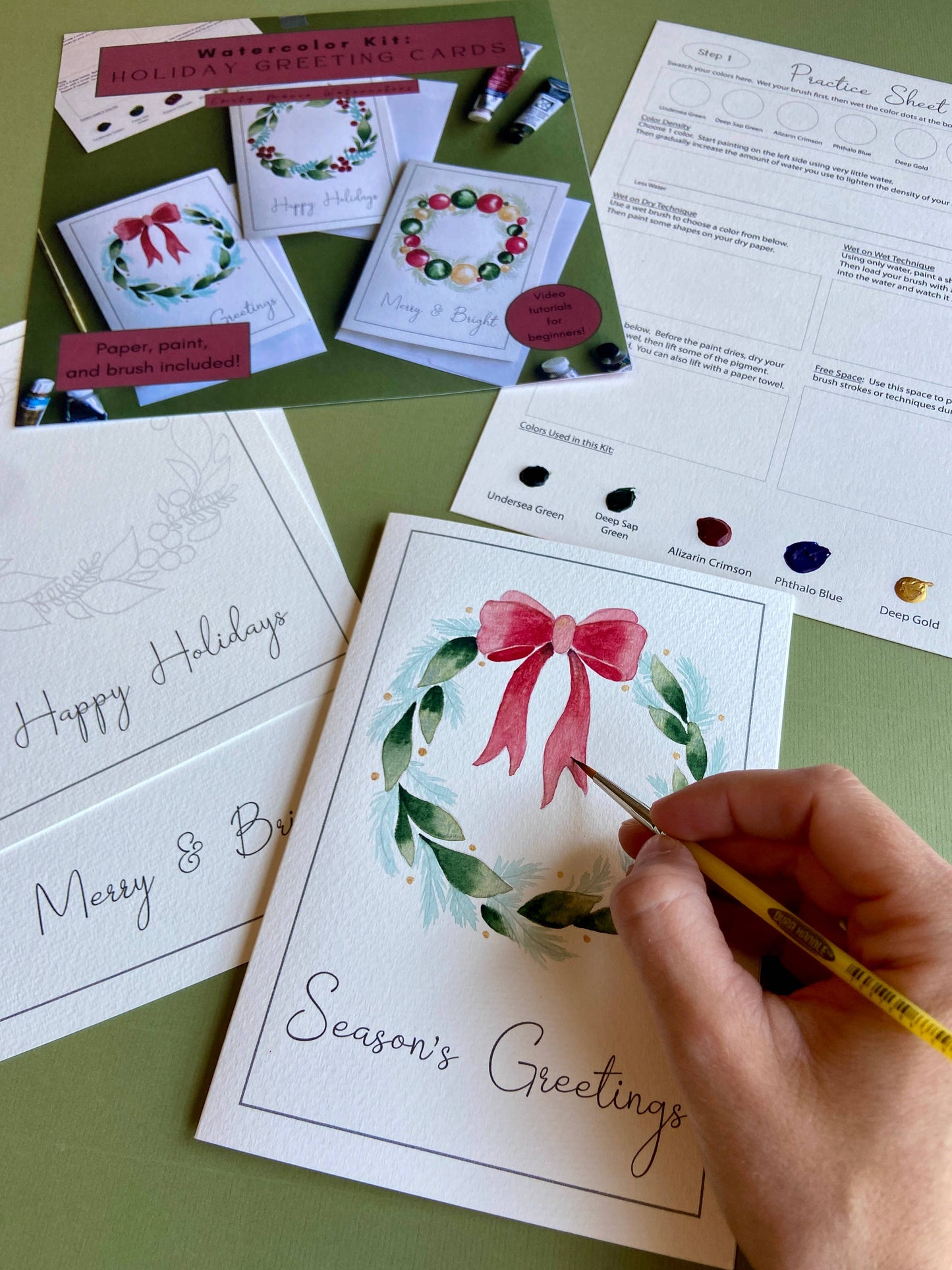 Emily Marie Watercolors - Watercolor Painting Kit: Holiday Greeting Cards