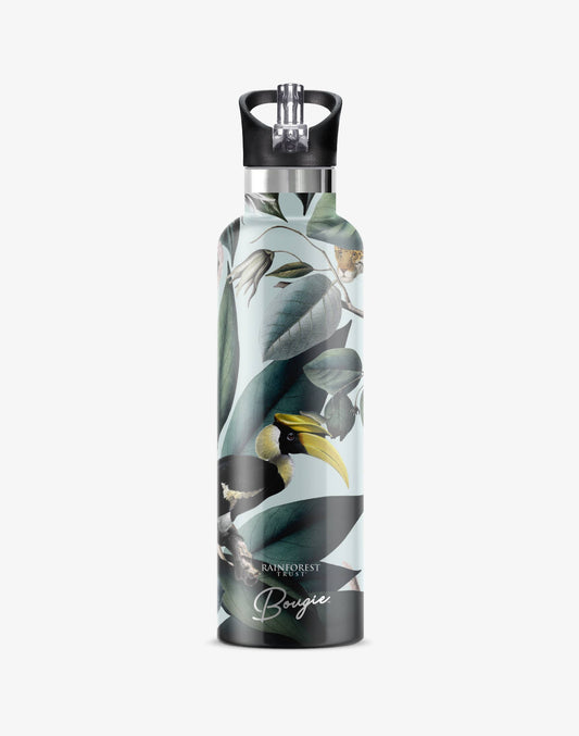 My Bougie Bottle - RAINFOREST TRUST Animal Jungle 25oz Insulated Water Bottle: Black / No Tube