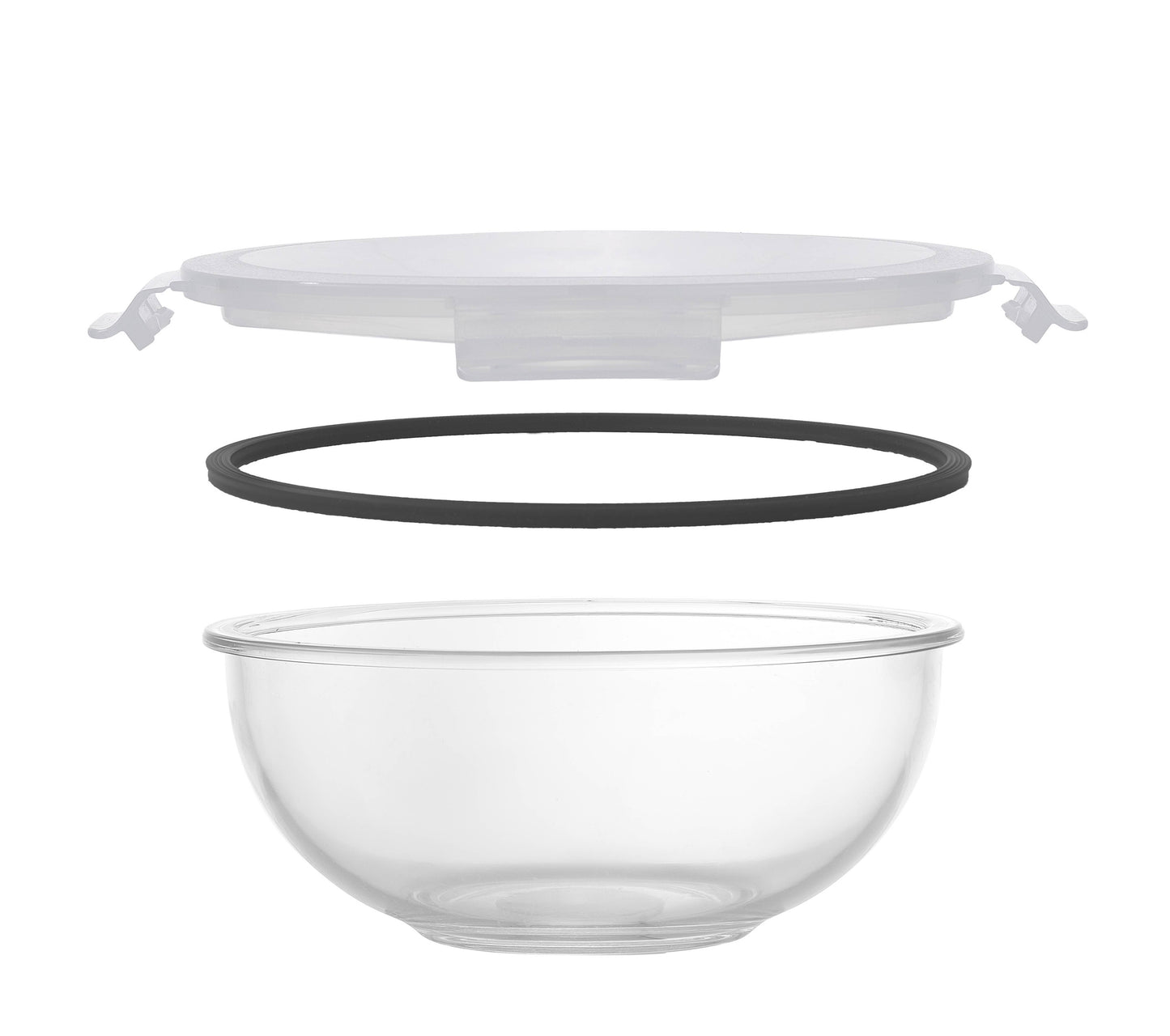 JoyJolt - JoyFul Glass Mixing Bowl Set with Airtight Lids - Black
