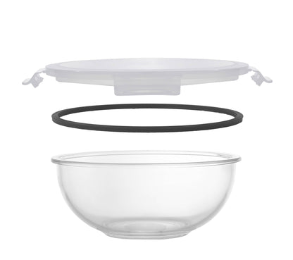 JoyJolt - JoyFul Glass Mixing Bowl Set with Airtight Lids - Black