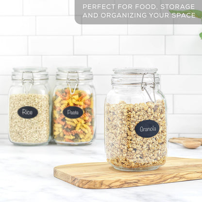 JoyJolt - Glass Food Storage Jar with Airtight Clamp Lids - Set of 3: 50 oz