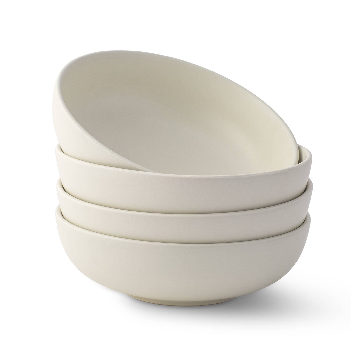 JoyJolt - JoyJolt Mesa 4-Piece Stoneware Pasta Bowls Set – 30oz: Matte Linen