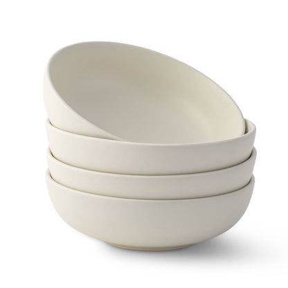 JoyJolt - JoyJolt Mesa 4-Piece Stoneware Pasta Bowls Set – 30oz: Matte Linen