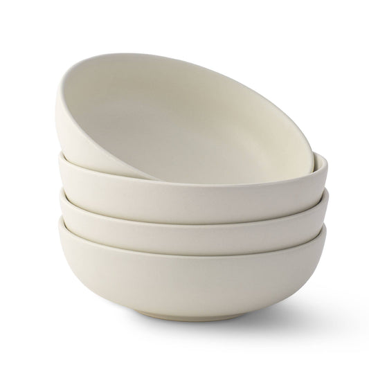 JoyJolt - JoyJolt Mesa 4-Piece Stoneware Pasta Bowls Set – 30oz: Matte Linen