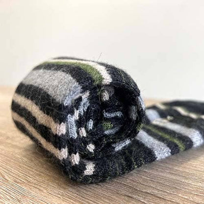 Alpaca Socks - Stripe - Moss: Large