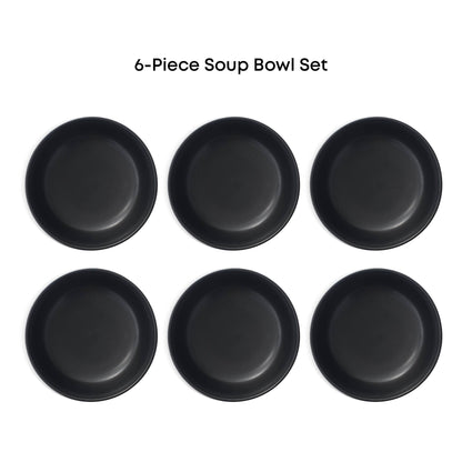 JoyJolt - JoyJolt Mesa 6-Piece Stoneware Soup Bowls Set – 23 oz: Matte Linen
