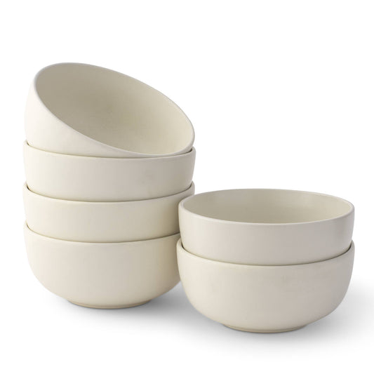 JoyJolt - JoyJolt Mesa 6-Piece Stoneware Soup Bowls Set – 23 oz: Matte Linen