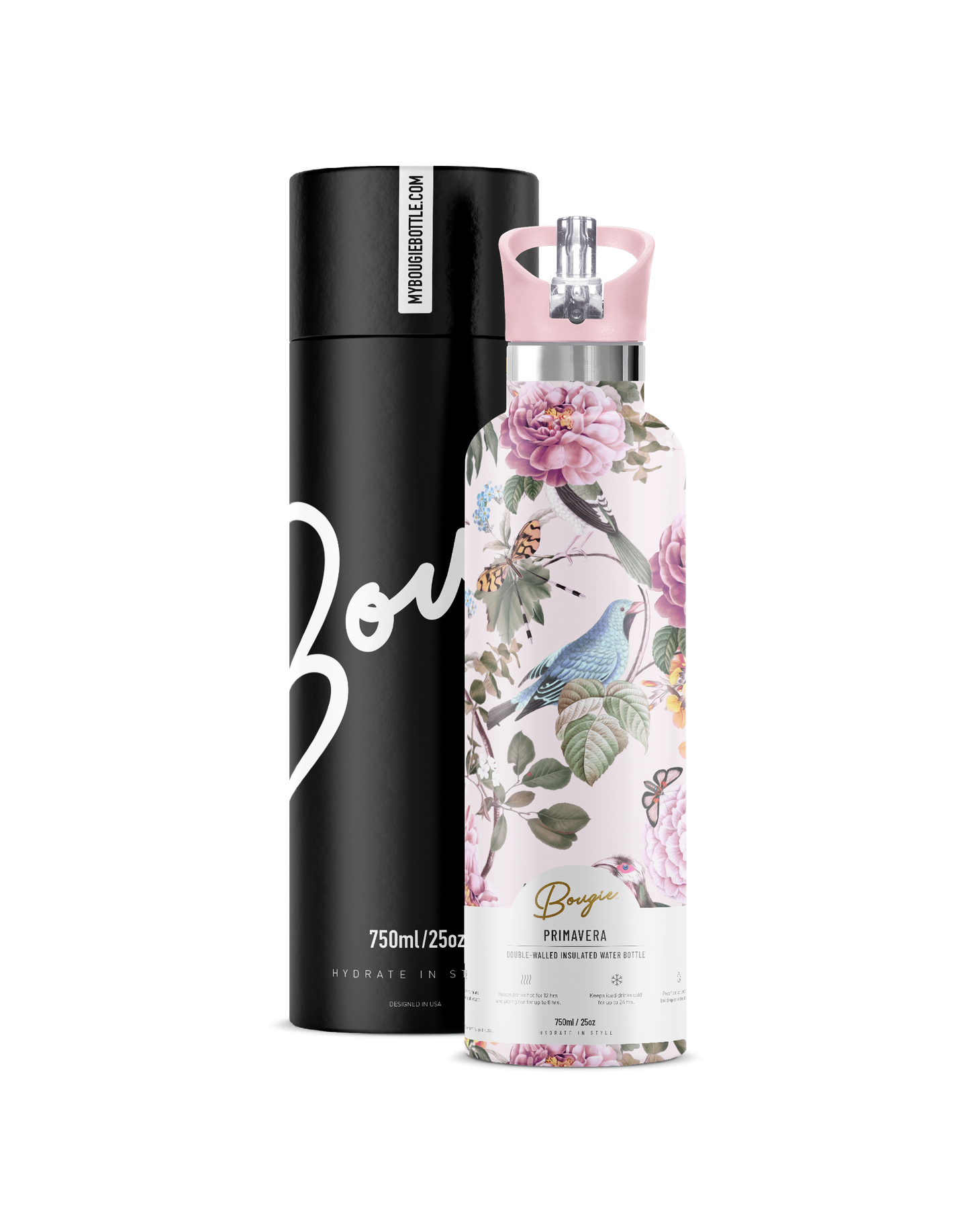 My Bougie Bottle - PRIMAVERA Spring 25 oz Insulated Water Bottle : Gift Tube