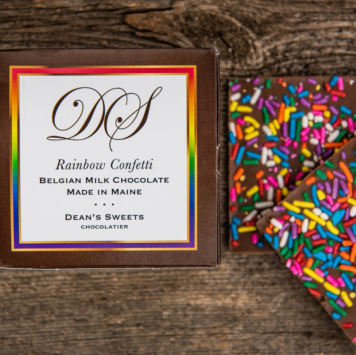 Dean's Sweets - Rainbow Confetti Milk Chocolate Squares