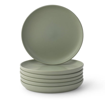 JoyJolt - JoyJolt Mesa 6-Piece Stoneware Salad Plates Set – 8”: Matte Linen