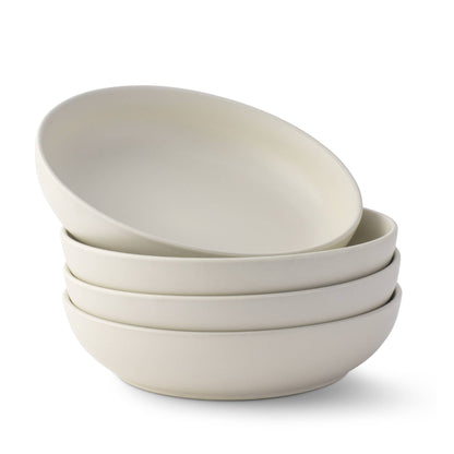 JoyJolt - JoyJolt Mesa 4-Piece Stoneware Pasta Bowls Set – 40oz: Matte Sage Green