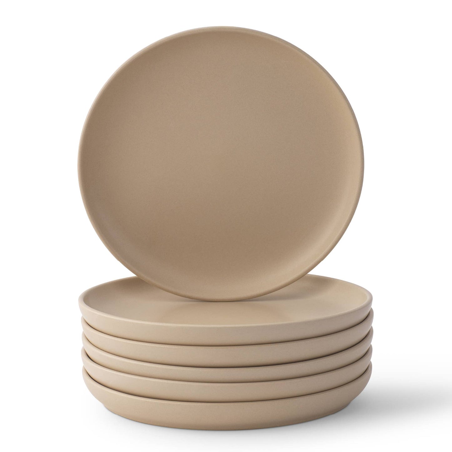 JoyJolt - JoyJolt Mesa 6-Piece Stoneware Salad Plates Set – 8”: Matte Linen