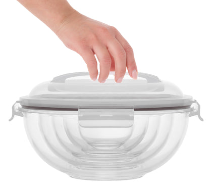 JoyJolt - JoyFul Glass Mixing Bowl Set with Airtight Lids - Black