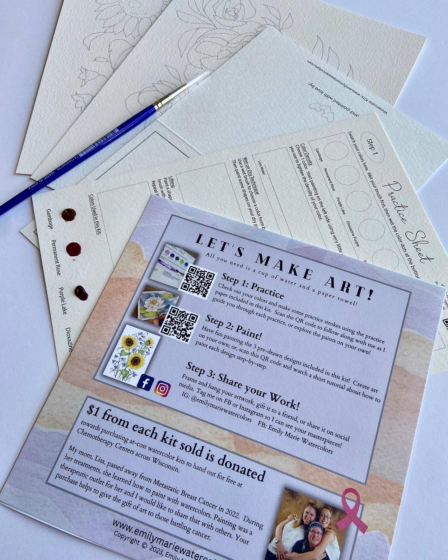 Emily Marie Watercolors - Watercolor Painting Kit: Flowers