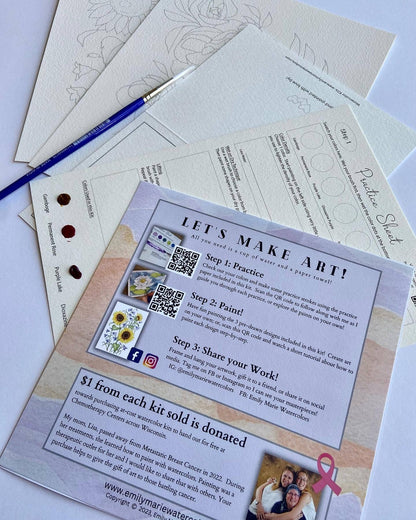 Emily Marie Watercolors - Watercolor Painting Kit: Flowers