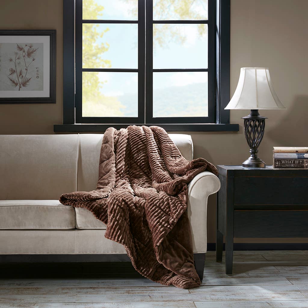 Corduroy Plush 60x70" Winter Throw Blanket 4 Colors: Grey