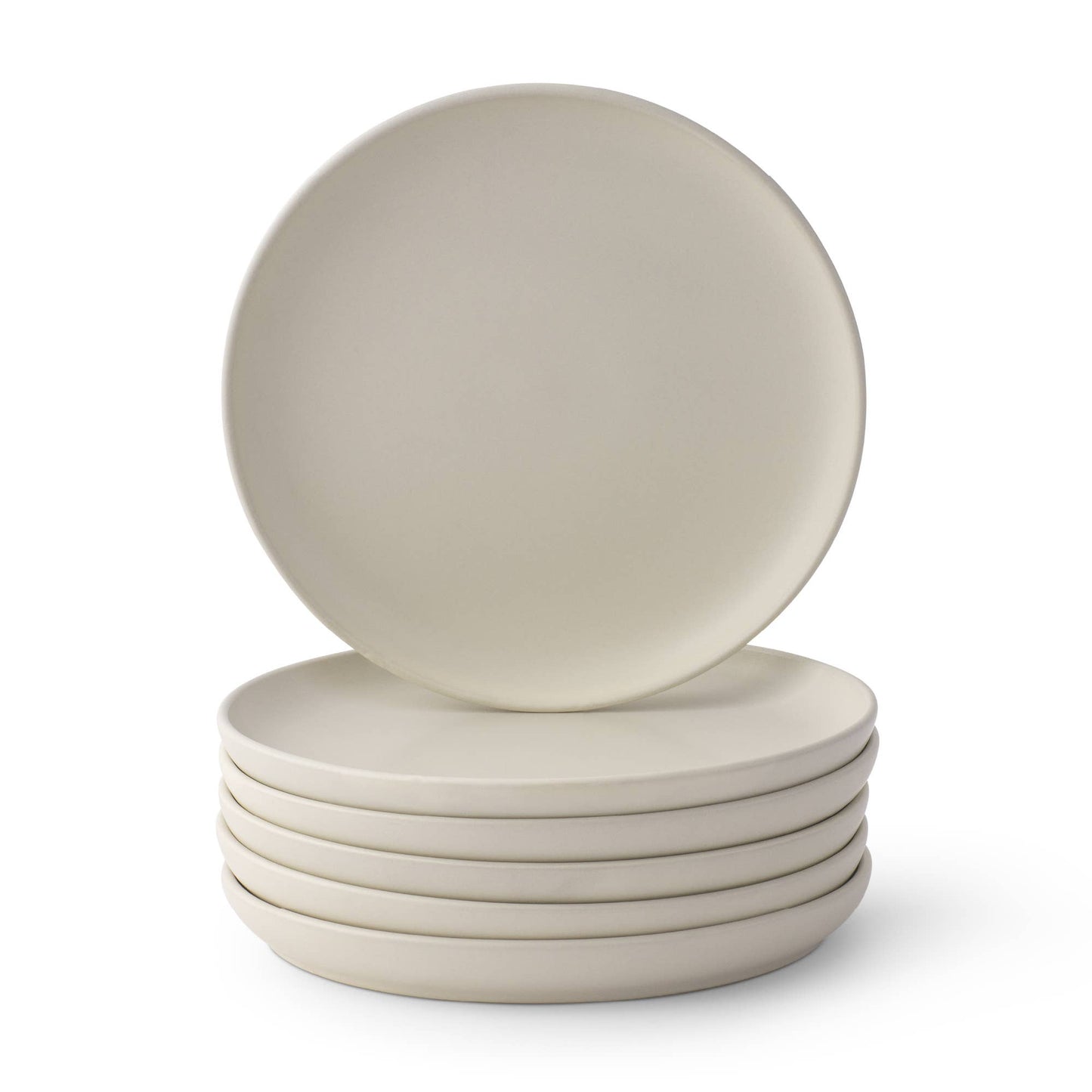 JoyJolt - JoyJolt Mesa 6-Piece Stoneware Salad Plates Set – 8”: Matte Linen