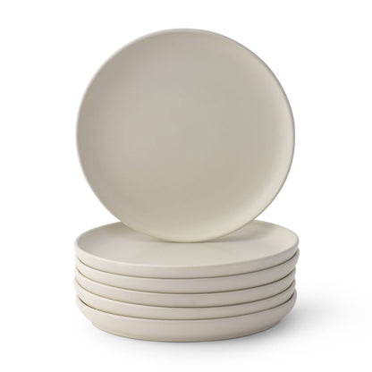 JoyJolt - JoyJolt Mesa 6-Piece Stoneware Salad Plates Set – 8”: Matte Linen