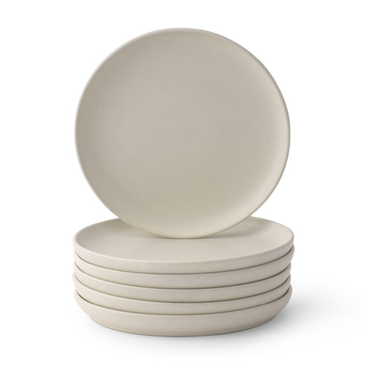 JoyJolt - JoyJolt Mesa 6-Piece Stoneware Salad Plates Set – 8”: Matte Linen