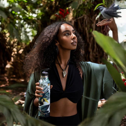 My Bougie Bottle - RAINFOREST TRUST Animal Jungle 25oz Insulated Water Bottle: Black / No Tube