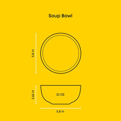 JoyJolt - JoyJolt Mesa 6-Piece Stoneware Soup Bowls Set – 23 oz: Matte Linen
