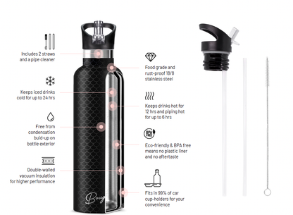 My Bougie Bottle - MAGNOLIA Dark Garden 25 oz Insulated Water Bottle : Gift Tube