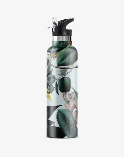 My Bougie Bottle - RAINFOREST TRUST Animal Jungle 25oz Insulated Water Bottle: Black / No Tube