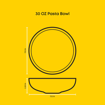 JoyJolt - JoyJolt Mesa 4-Piece Stoneware Pasta Bowls Set – 30oz: Matte Linen