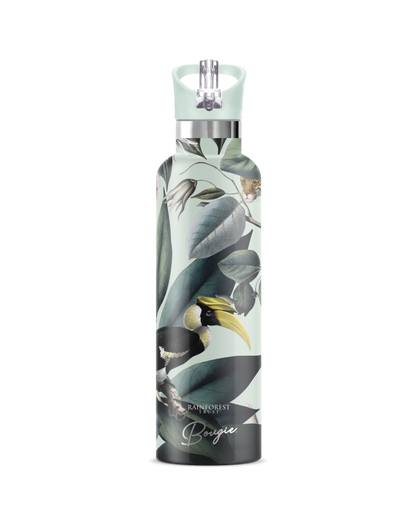 My Bougie Bottle - RAINFOREST TRUST Animal Jungle 25oz Insulated Water Bottle: Black / No Tube