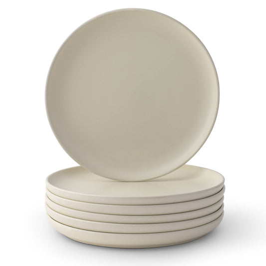 JoyJolt - JoyJolt Mesa 6-Piece Stoneware Dinner Plates Set – 10.5”: Matte Linen