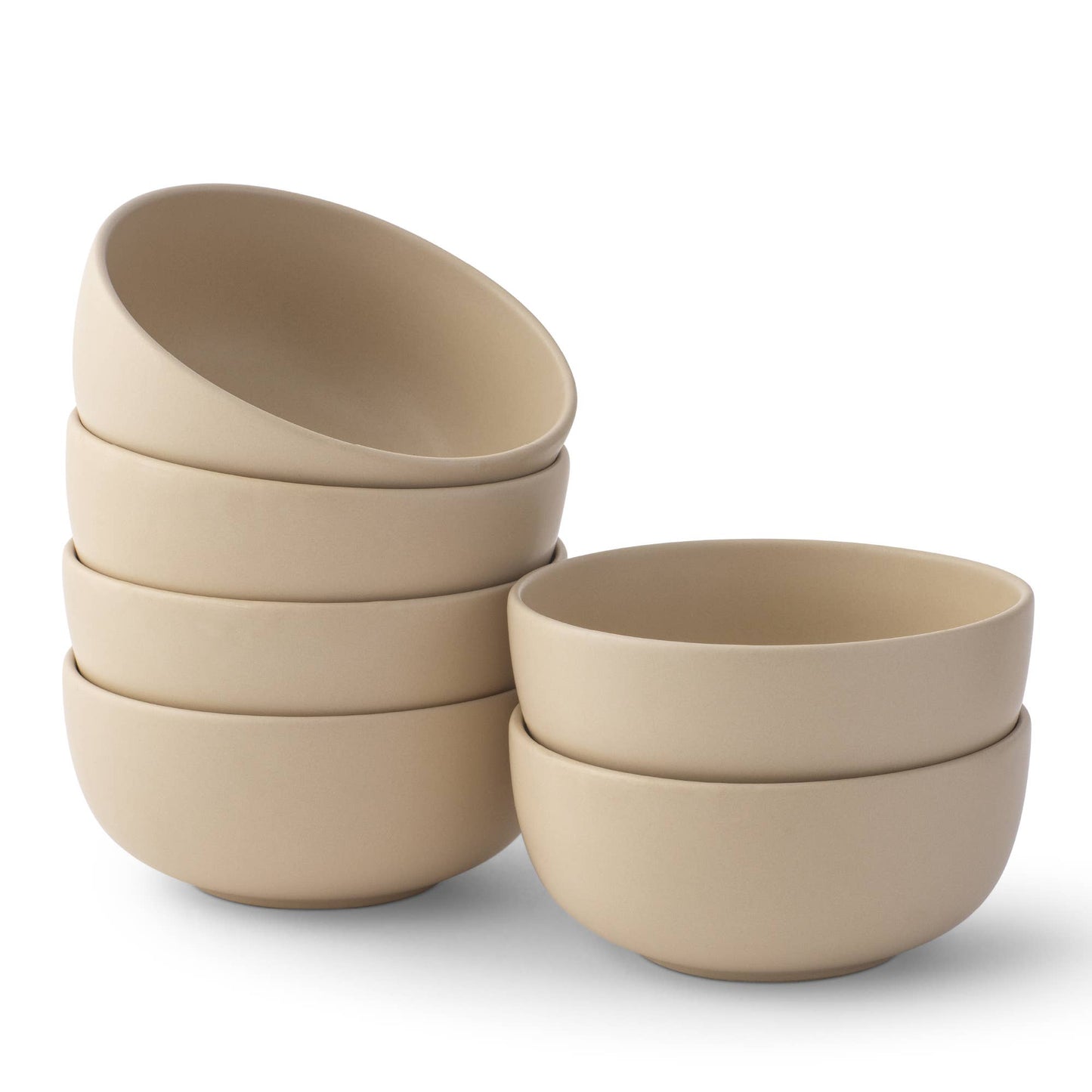 JoyJolt - JoyJolt Mesa 6-Piece Stoneware Soup Bowls Set – 23 oz: Matte Linen