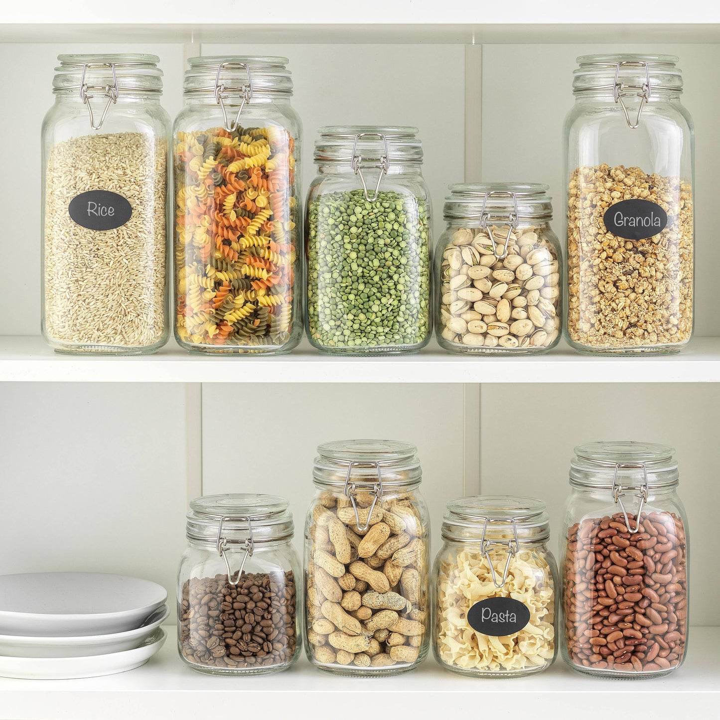 JoyJolt - Glass Food Storage Jar with Airtight Clamp Lids - Set of 3: 50 oz