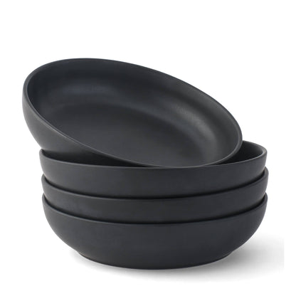 JoyJolt - JoyJolt Mesa 4-Piece Stoneware Pasta Bowls Set – 40oz: Matte Sage Green
