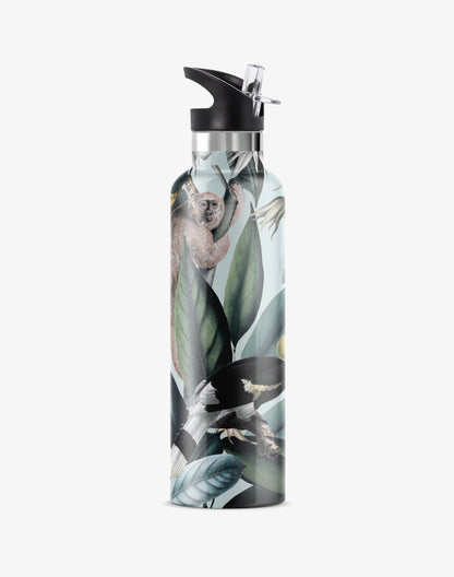 My Bougie Bottle - RAINFOREST TRUST Animal Jungle 25oz Insulated Water Bottle: Black / No Tube