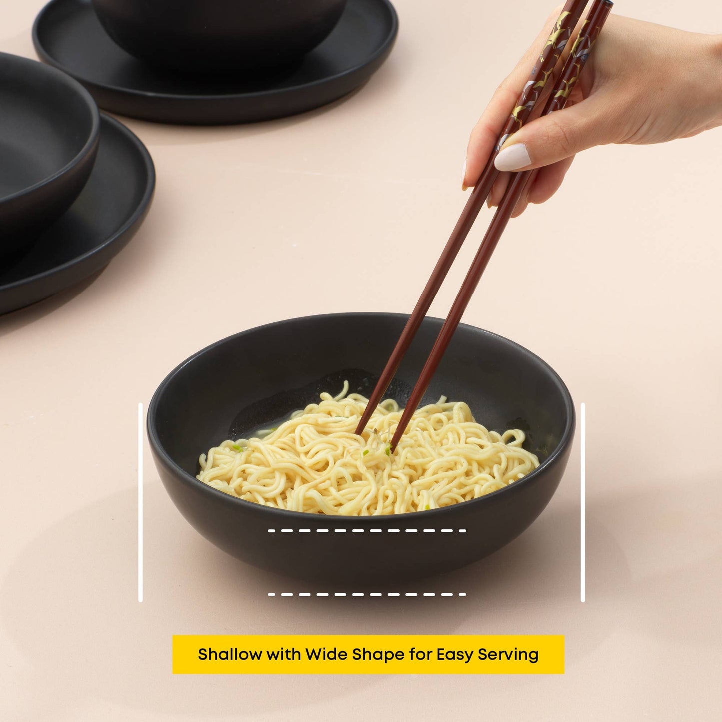 JoyJolt - JoyJolt Mesa 4-Piece Stoneware Pasta Bowls Set – 30oz: Matte Linen