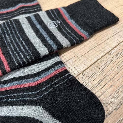 Alpaca Socks - Stripe - Mauve: Medium