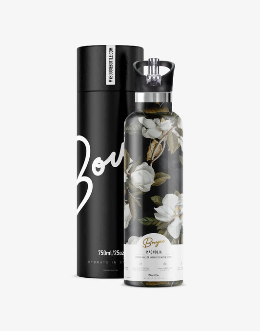 My Bougie Bottle - MAGNOLIA Dark Garden 25 oz Insulated Water Bottle : Gift Tube