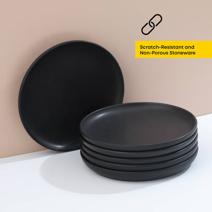 JoyJolt - JoyJolt Mesa 6-Piece Stoneware Salad Plates Set – 8”: Matte Linen