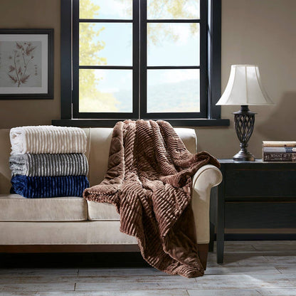 Corduroy Plush 60x70" Winter Throw Blanket 4 Colors: Navy Blue
