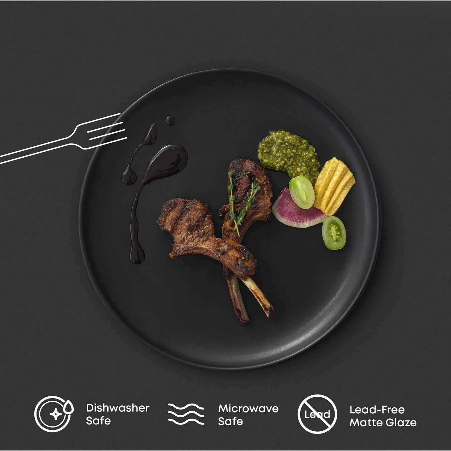 JoyJolt - JoyJolt Mesa 6-Piece Stoneware Dinner Plates Set – 10.5”: Matte Sage Green