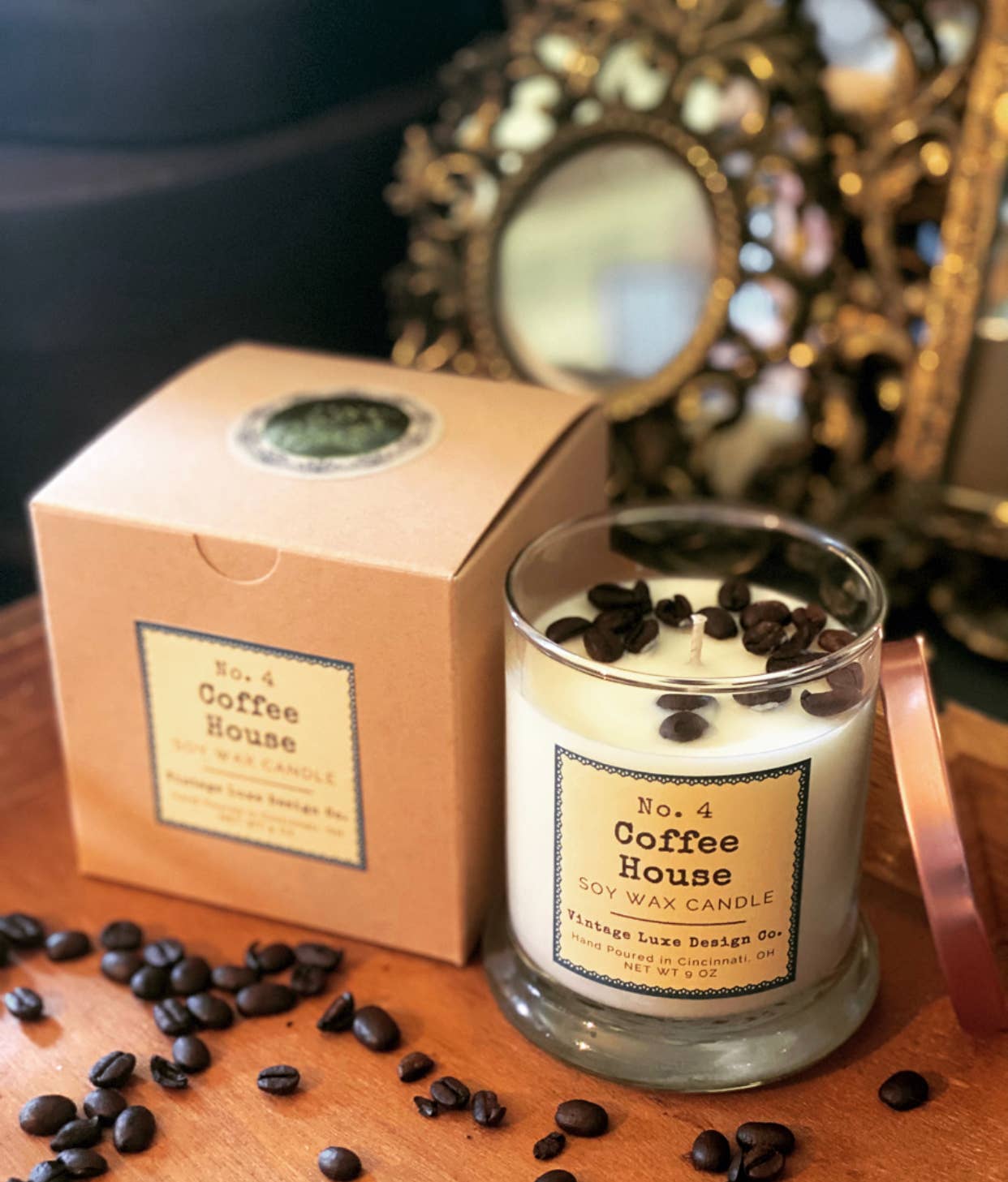 Vintage Luxe Design Co. - Coffee House 9 Oz. Soy Wax Candle * Vintage Luxury