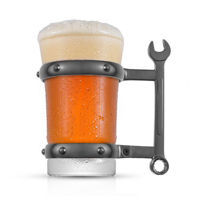 JoyJolt - Combination Wrench Glass Beer Mug, 17 oz
