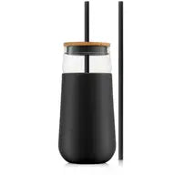 JoyJolt - Large Tumbler Cup with Lid, Sleeve and Two Straws (Black)